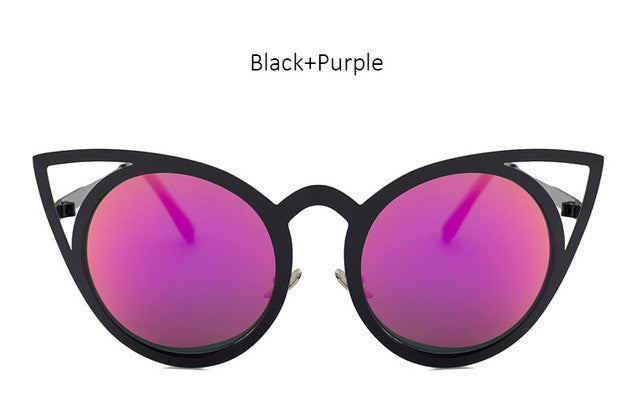 Women Round Lenses Cat Eye Sunglasses Fashion Mirror Sun Glasses Ladies Ceteye Optics Eyewear