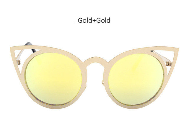 Women Round Lenses Cat Eye Sunglasses Fashion Mirror Sun Glasses Ladies Ceteye Optics Eyewear