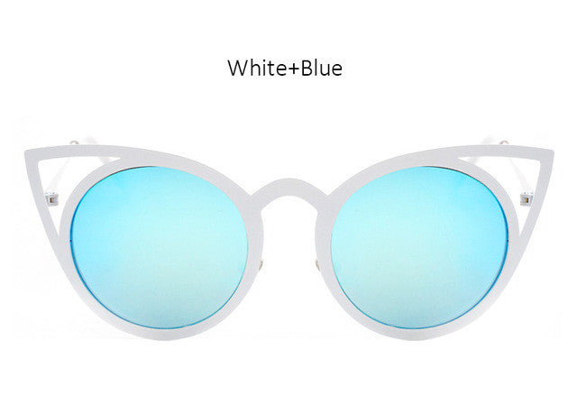 Women Round Lenses Cat Eye Sunglasses Fashion Mirror Sun Glasses Ladies Ceteye Optics Eyewear