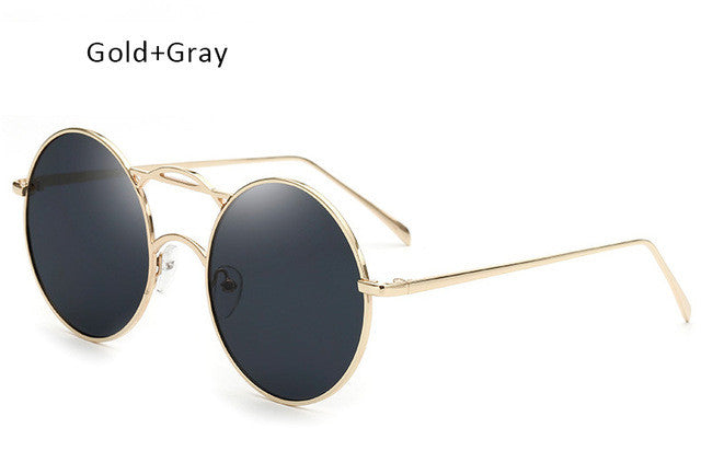 Mens Steampunk Round Sunglasses Women Circle Vintage Punk Style Coating Mirrored Sun Glasses For Male Female Oculos