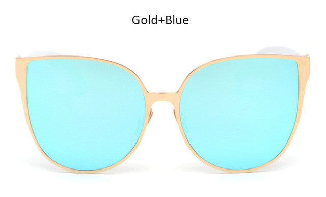 New Oversized Cat Eye Mirrored Sunglasses Women Fashion Shades Cateye Sun glasses Vintage Famale UV400