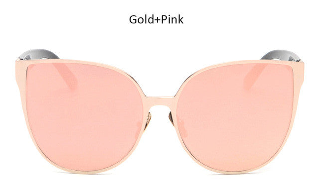 New Oversized Cat Eye Mirrored Sunglasses Women Fashion Shades Cateye Sun glasses Vintage Famale UV400