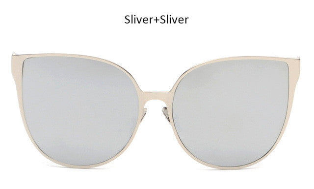 New Oversized Cat Eye Mirrored Sunglasses Women Fashion Shades Cateye Sun glasses Vintage Famale UV400
