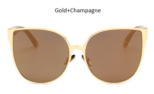 New Oversized Cat Eye Mirrored Sunglasses Women Fashion Shades Cateye Sun glasses Vintage Famale UV400