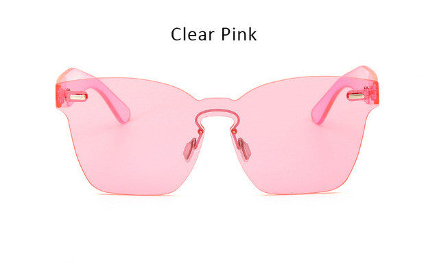 2017 New Clear Lens Rimless Square Sunglasses Women One Piece Lens Designer Mirror Sun Glasses UV400