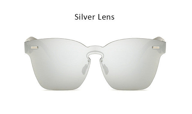 2017 New Clear Lens Rimless Square Sunglasses Women One Piece Lens Designer Mirror Sun Glasses UV400