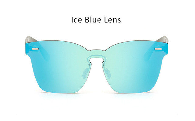 2017 New Clear Lens Rimless Square Sunglasses Women One Piece Lens Designer Mirror Sun Glasses UV400