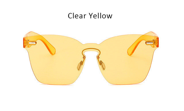 2017 New Clear Lens Rimless Square Sunglasses Women One Piece Lens Designer Mirror Sun Glasses UV400