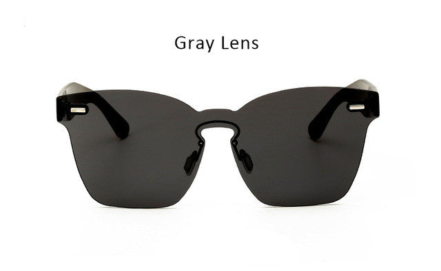 2017 New Clear Lens Rimless Square Sunglasses Women One Piece Lens Designer Mirror Sun Glasses UV400