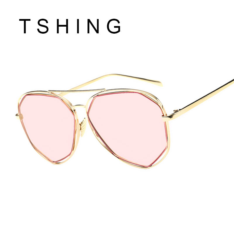 New Women Aviation Sunglasses Fashion Brand Designer Twin-Beam Mirror Shades Pilot Sunglasses UV400