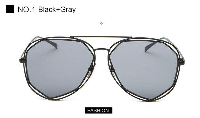 New Women Aviation Sunglasses Fashion Brand Designer Twin-Beam Mirror Shades Pilot Sunglasses UV400