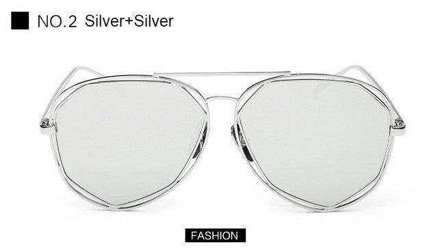 New Women Aviation Sunglasses Fashion Brand Designer Twin-Beam Mirror Shades Pilot Sunglasses UV400