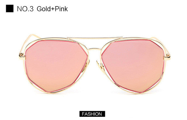 New Women Aviation Sunglasses Fashion Brand Designer Twin-Beam Mirror Shades Pilot Sunglasses UV400