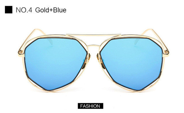 New Women Aviation Sunglasses Fashion Brand Designer Twin-Beam Mirror Shades Pilot Sunglasses UV400