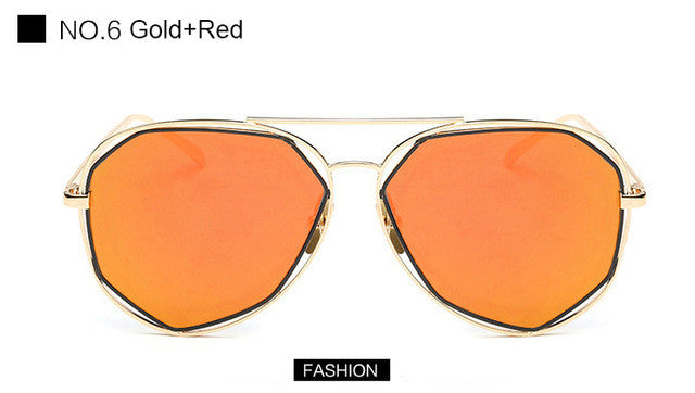 New Women Aviation Sunglasses Fashion Brand Designer Twin-Beam Mirror Shades Pilot Sunglasses UV400