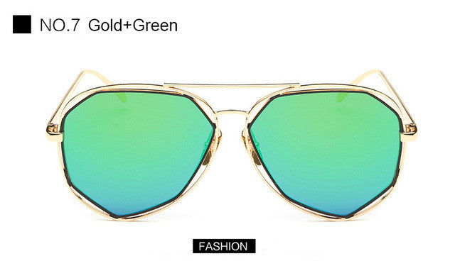 New Women Aviation Sunglasses Fashion Brand Designer Twin-Beam Mirror Shades Pilot Sunglasses UV400