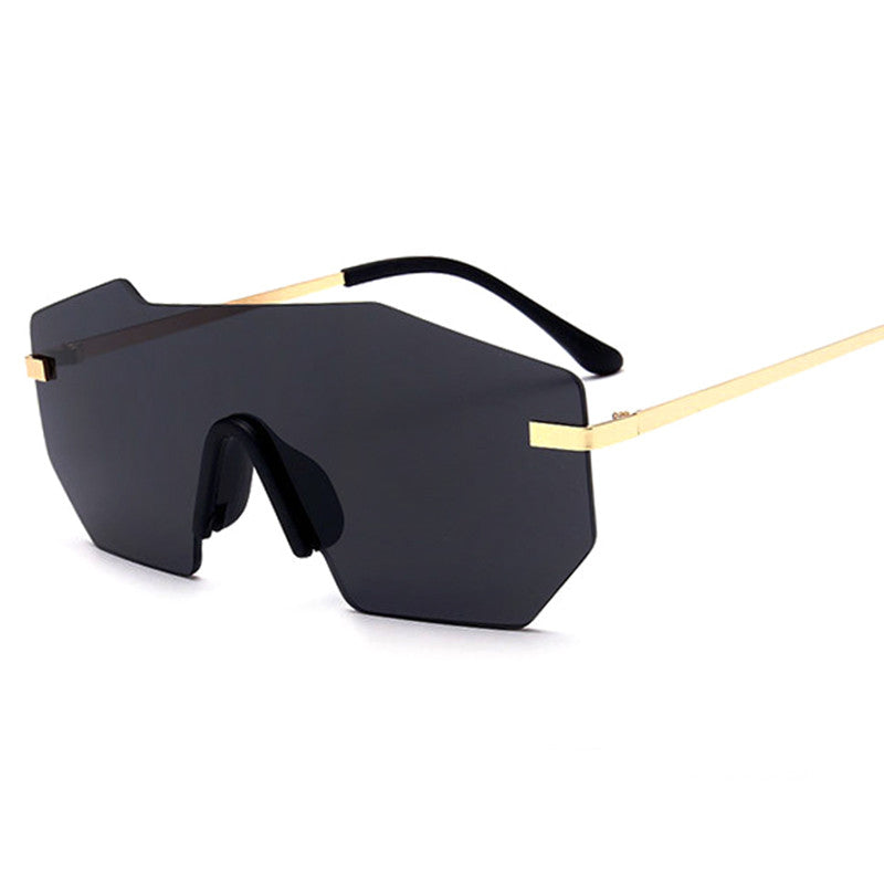 New Luxury Brand Rimless Sunglasses For Women Fashion One Piece Lens Designer Mirror Sun Glasses