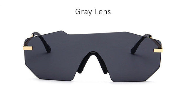 New Luxury Brand Rimless Sunglasses For Women Fashion One Piece Lens Designer Mirror Sun Glasses