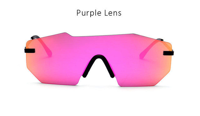 New Luxury Brand Rimless Sunglasses For Women Fashion One Piece Lens Designer Mirror Sun Glasses
