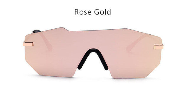 New Luxury Brand Rimless Sunglasses For Women Fashion One Piece Lens Designer Mirror Sun Glasses