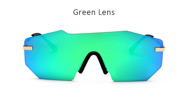 New Luxury Brand Rimless Sunglasses For Women Fashion One Piece Lens Designer Mirror Sun Glasses