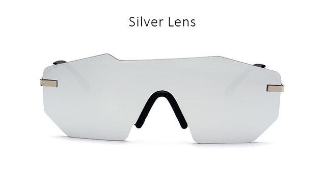 New Luxury Brand Rimless Sunglasses For Women Fashion One Piece Lens Designer Mirror Sun Glasses