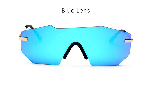 New Luxury Brand Rimless Sunglasses For Women Fashion One Piece Lens Designer Mirror Sun Glasses