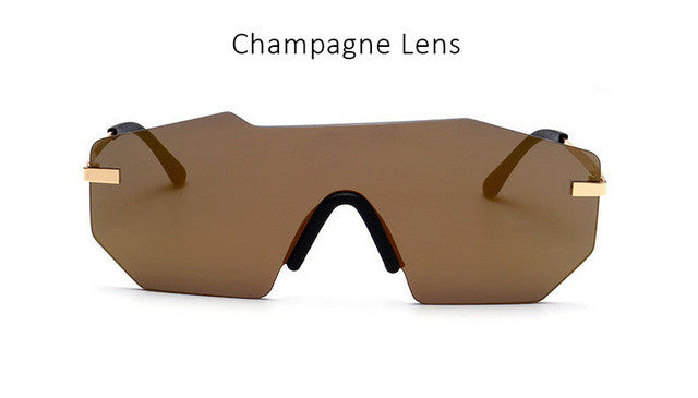 New Luxury Brand Rimless Sunglasses For Women Fashion One Piece Lens Designer Mirror Sun Glasses