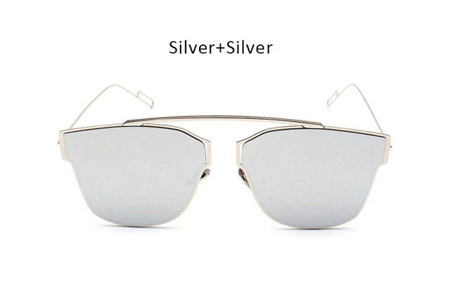 New Woman Brand Designer Cat Eye Sunglasses Fashion Rimless Women Cateye Metal Mirror Sunglasses Luxury Female