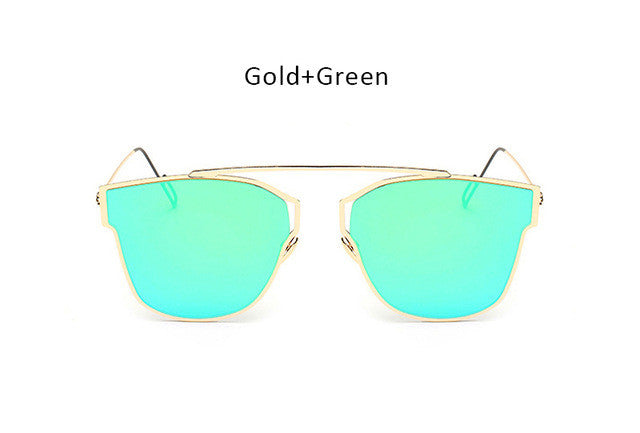 New Woman Brand Designer Cat Eye Sunglasses Fashion Rimless Women Cateye Metal Mirror Sunglasses Luxury Female