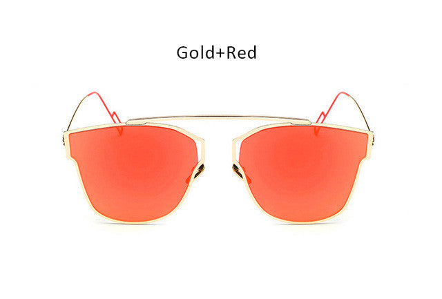New Woman Brand Designer Cat Eye Sunglasses Fashion Rimless Women Cateye Metal Mirror Sunglasses Luxury Female
