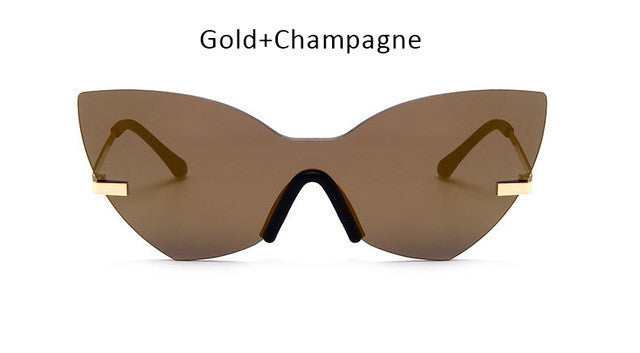 Cat Eye Sunglasses Women Fashion Brand One Piece Lens Coating Mirror Sun Glasses Female Eyewear