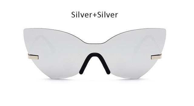 Cat Eye Sunglasses Women Fashion Brand One Piece Lens Coating Mirror Sun Glasses Female Eyewear