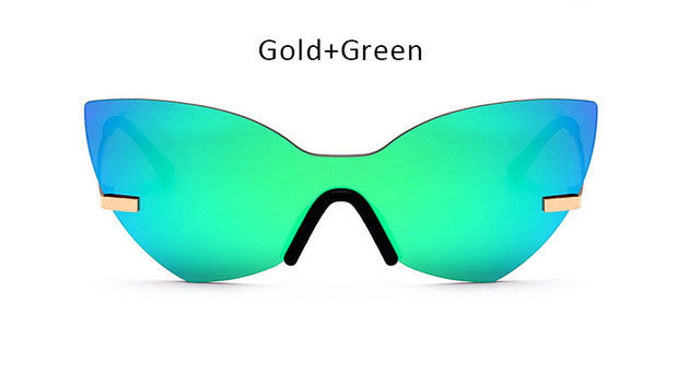 Cat Eye Sunglasses Women Fashion Brand One Piece Lens Coating Mirror Sun Glasses Female Eyewear