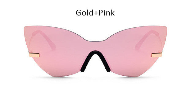 Cat Eye Sunglasses Women Fashion Brand One Piece Lens Coating Mirror Sun Glasses Female Eyewear