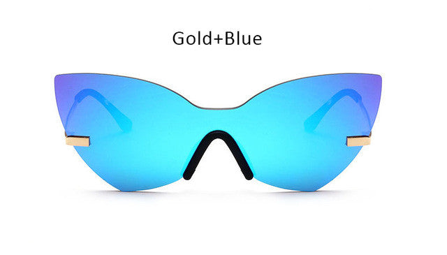 Cat Eye Sunglasses Women Fashion Brand One Piece Lens Coating Mirror Sun Glasses Female Eyewear