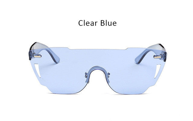 Candy Color Rimless Shield Sunglasses