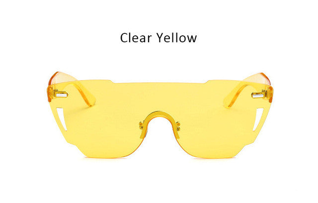 Candy Color Rimless Shield Sunglasses