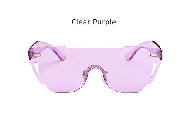 Candy Color Rimless Shield Sunglasses
