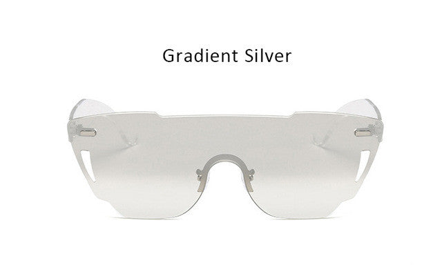 Candy Color Rimless Shield Sunglasses