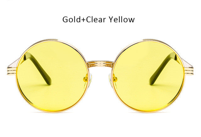 Vintage  Men Women Gothic Steampunk Round Sunglasses