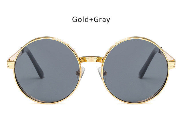 Vintage  Men Women Gothic Steampunk Round Sunglasses