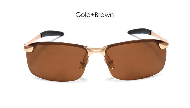 Male Night Vision Goggles Polarized Men's Sunglasses Brand Designer Rimless Driving Sun Glasses