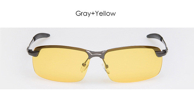 Male Night Vision Goggles Polarized Men's Sunglasses Brand Designer Rimless Driving Sun Glasses