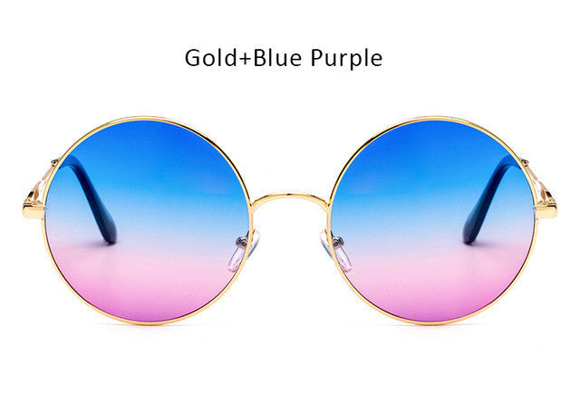Oversized Round Sunglasses Women Vintage Metal Circle Wrap Sun Glasses