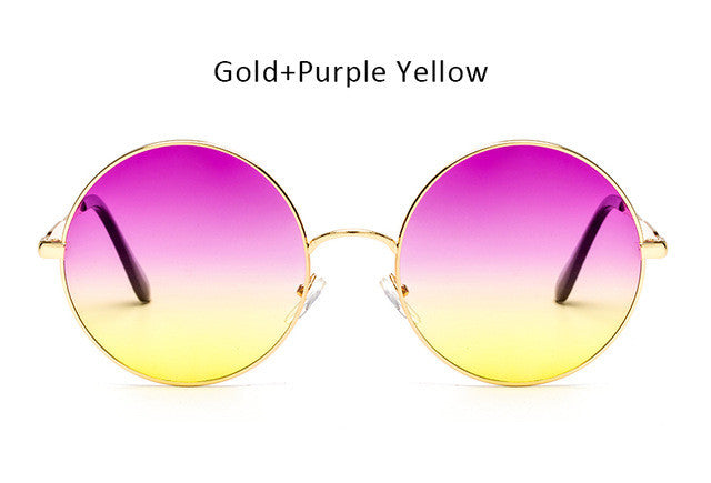 Oversized Round Sunglasses Women Vintage Metal Circle Wrap Sun Glasses
