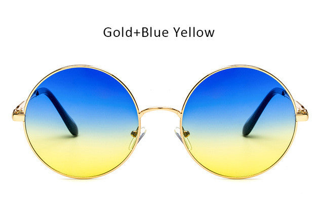 Oversized Round Sunglasses Women Vintage Metal Circle Wrap Sun Glasses