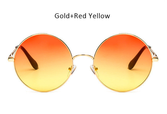 Oversized Round Sunglasses Women Vintage Metal Circle Wrap Sun Glasses