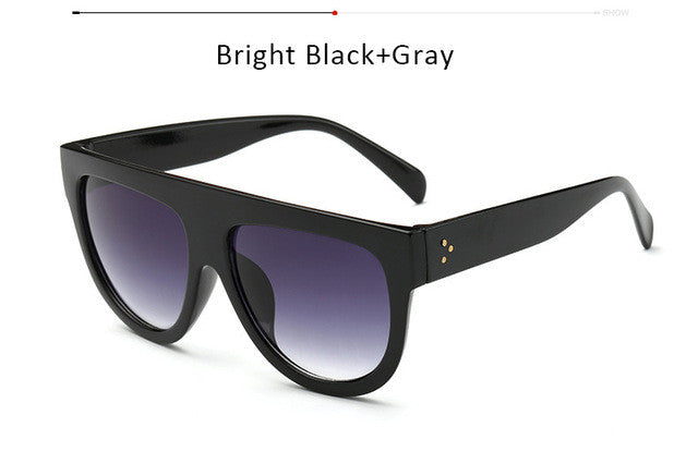 Women Flat Top Sunglasses Brand Designer Vintage Female Rivet Shades Big Frame Sun glasses UV400