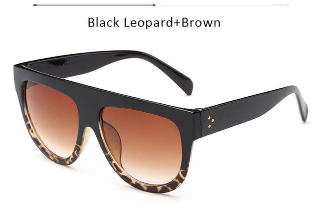 Women Flat Top Sunglasses Brand Designer Vintage Female Rivet Shades Big Frame Sun glasses UV400
